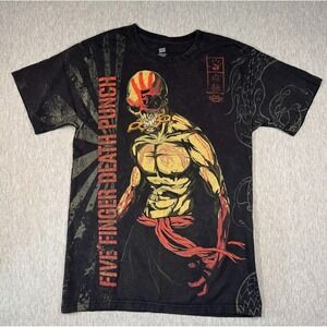 Five Finger Death Punch All Over Print T Shirt XL Skull Graphic Anime Style Tee
